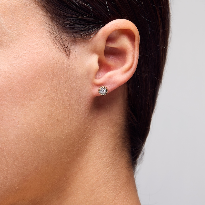 Main Image 2 of 1/4 CT. T.W. Diamond Solitaire Swirl Frame Stud Earrings in 10K Gold