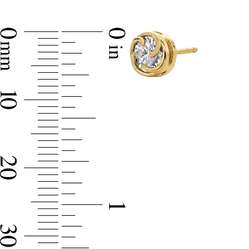 Main Image 3 of 1/4 CT. T.W. Diamond Solitaire Swirl Frame Stud Earrings in 10K Gold