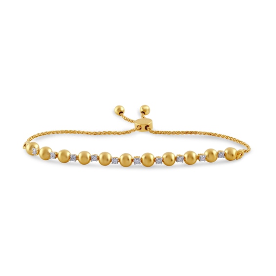 1/3 CT. T.w. Certified Lab-Grown Diamond and Bead Bolo Bracelet in Sterling Silver with 24K Gold Plate (F/Si2)