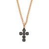 Thumbnail Image 1 of Black Spinel Cushion Frame Riveted Cross Pendant in Stainless Steel with Black and Rose Ion Plate - 24"