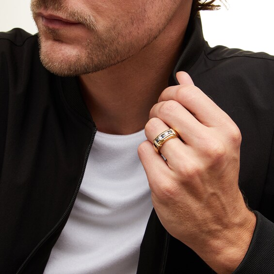 Blue Sapphire and 1/5 CT. T.w. Diamond Five Stone Collar Ring in 10K Gold