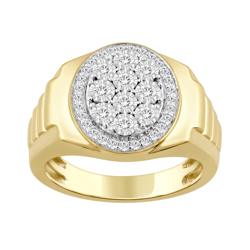Main Image 1 of 1/2 CT. T.W. Oval-Shaped Multi-Diamond Frame Signet-Style Ring in 10K Gold