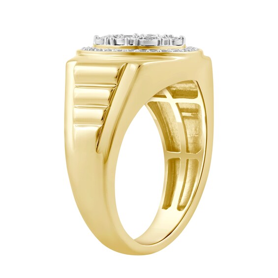 1/2 CT. T.w. Oval-Shaped Multi-Diamond Frame Signet-Style Ring in 10K Gold