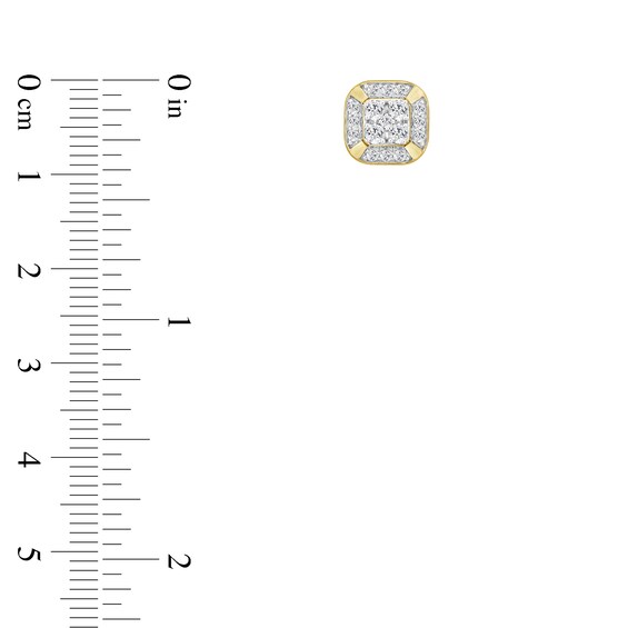 1/2 CT. T.w. Cushion-Shaped Certified Lab-Grown Multi-Diamond Frame Stud Earrings in 10K Gold (F/Si2)