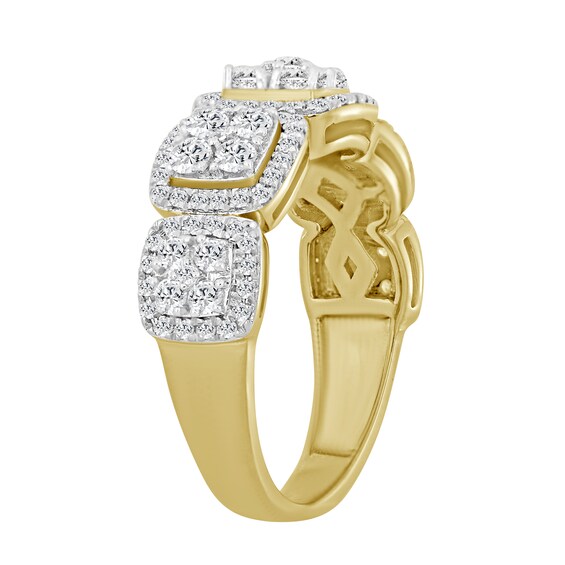 1-1/2 CT. T.w. Cushion-Shaped Multi-Diamond Frame Five Stone Ring in 10K Gold