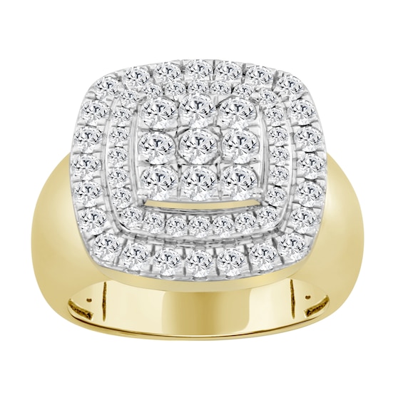 2-1/4 CT. T.w. Cushion-Shaped Certified Lab-Grown Multi-Diamond Double Frame Ring in 10K Gold (F/Si2)