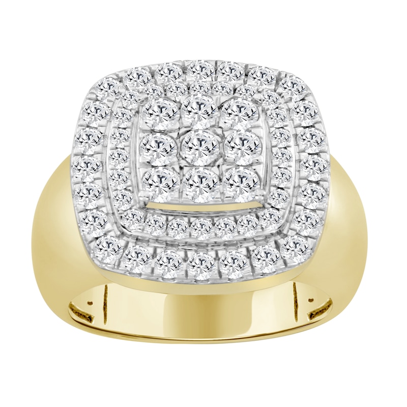 Main Image 1 of 2-1/4 CT. T.W. Cushion-Shaped Certified Lab-Grown Multi-Diamond Double Frame Ring in 10K Gold (F/SI2)