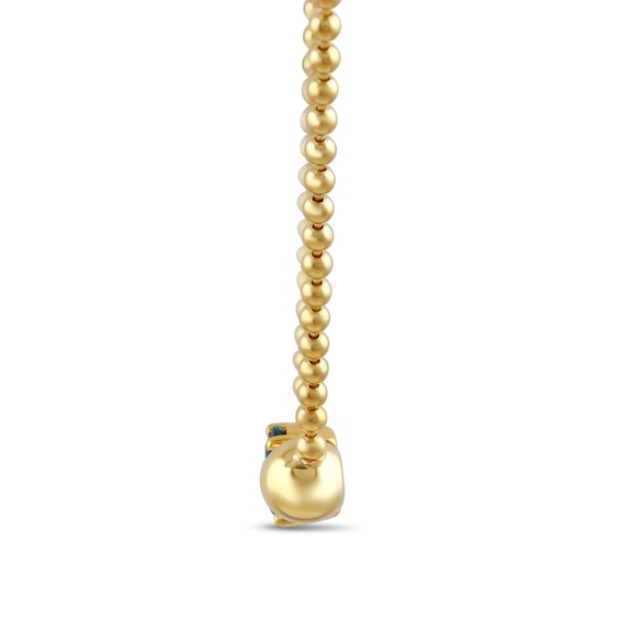 7.0mm Lab-Created Emerald and Bead Toi et Moi Necklace in Sterling Silver with 24K Gold Plate