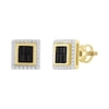 Thumbnail Image 1 of 3/4 CT. T.W. Square-Shaped Black and White Multi-Diamond Frame Stud Earrings in 10K Gold