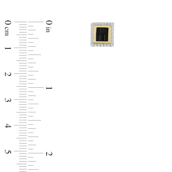 3/4 CT. T.w. Square-Shaped Black and White Multi-Diamond Frame Stud Earrings in 10K Gold
