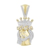 Thumbnail Image 1 of 3/4 CT. T.W. Baguette and Round Diamond Face of Jesus Necklace Charm in 10K Gold