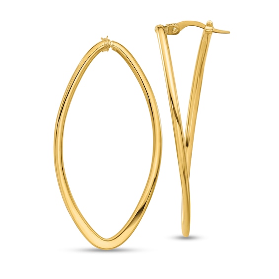 44.73mm Oval Hoop Earrings in Hollow 14K Gold