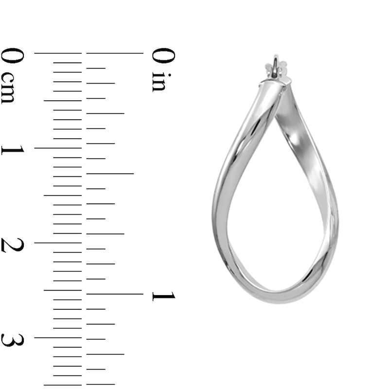 Main Image 2 of 24.0mm Twist Oval Hoop Earrings in Hollow 14K White Gold