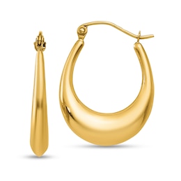 25.0mm Graduated Oval Hoop Earrings in Hollow 14K Gold