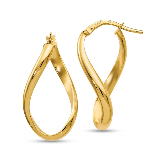 24.0mm Twist Oval Hoop Earrings in Hollow 14K Gold