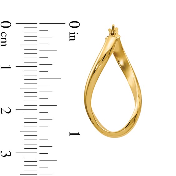 24.0mm Twist Oval Hoop Earrings in Hollow 14K Gold