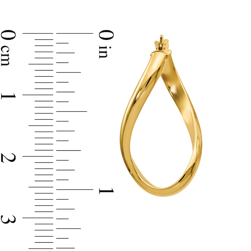 Main Image 2 of 24.0mm Twist Oval Hoop Earrings in Hollow 14K Gold