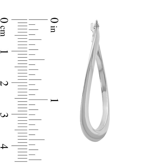 38.0mm Twist Oval Hoop Earrings in Hollow 14K White Gold