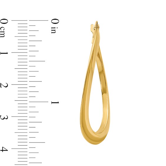 38.0mm Twist Oval Hoop Earrings in Hollow 14K Gold