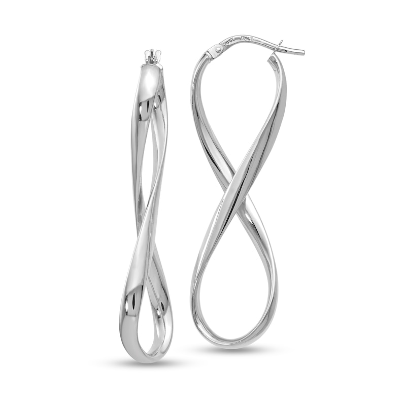 Main Image 1 of 46.0mm Infinity Hoop Earrings in Hollow 14K White Gold