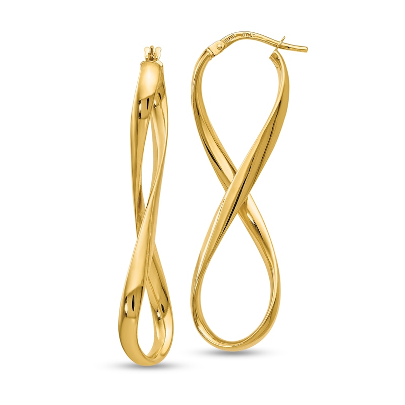 Main Image 1 of 46.0mm Infinity Hoop Earrings in Hollow 14K Gold