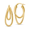 Thumbnail Image 1 of 28.0mm Textured Double Oval Hoop Earrings in Hollow 14K Gold