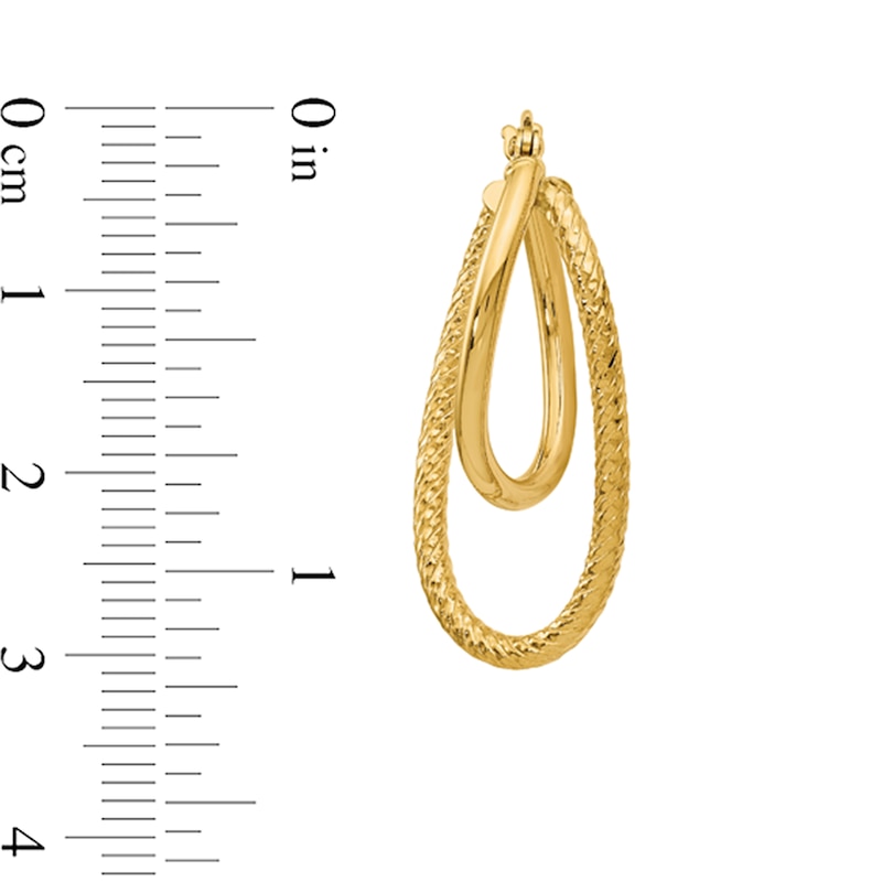 Main Image 2 of 28.0mm Textured Double Oval Hoop Earrings in Hollow 14K Gold
