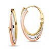 Thumbnail Image 1 of 26.14mm Twist Oval Hoop Earrings in Hollow 14K Tri-Tone Gold