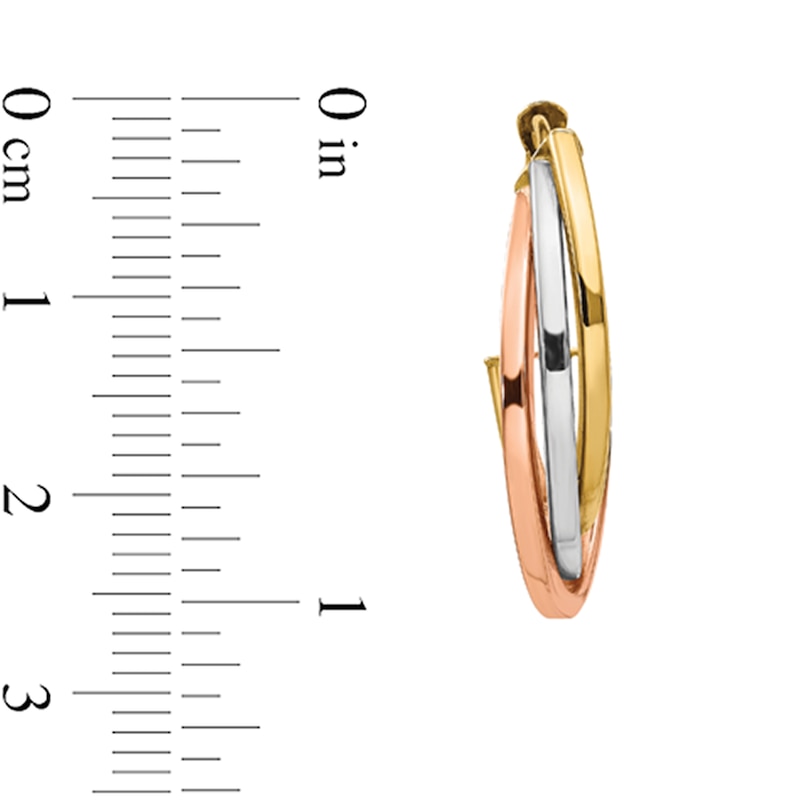 Main Image 2 of 26.14mm Twist Oval Hoop Earrings in Hollow 14K Tri-Tone Gold