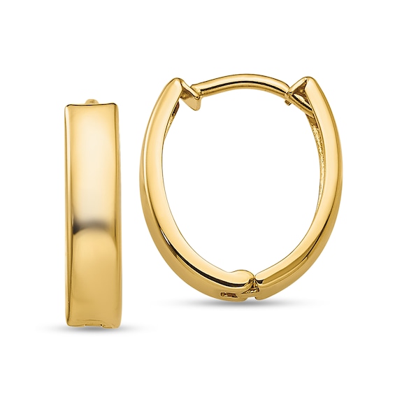 13.0mm Square Tube Huggie Hoop Earrings in Semi-Solid 14K Gold