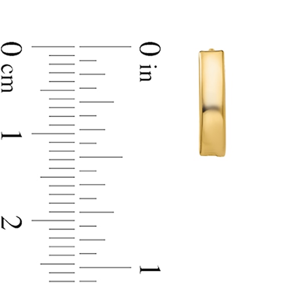 13.0mm Square Tube Huggie Hoop Earrings in Semi-Solid 14K Gold