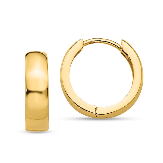 12.8mm Huggie Hoop Earrings in Solid 14K Gold