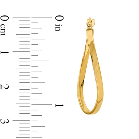 26.0mm Twist Oval Hoop Earrings in Hollow 14K Gold