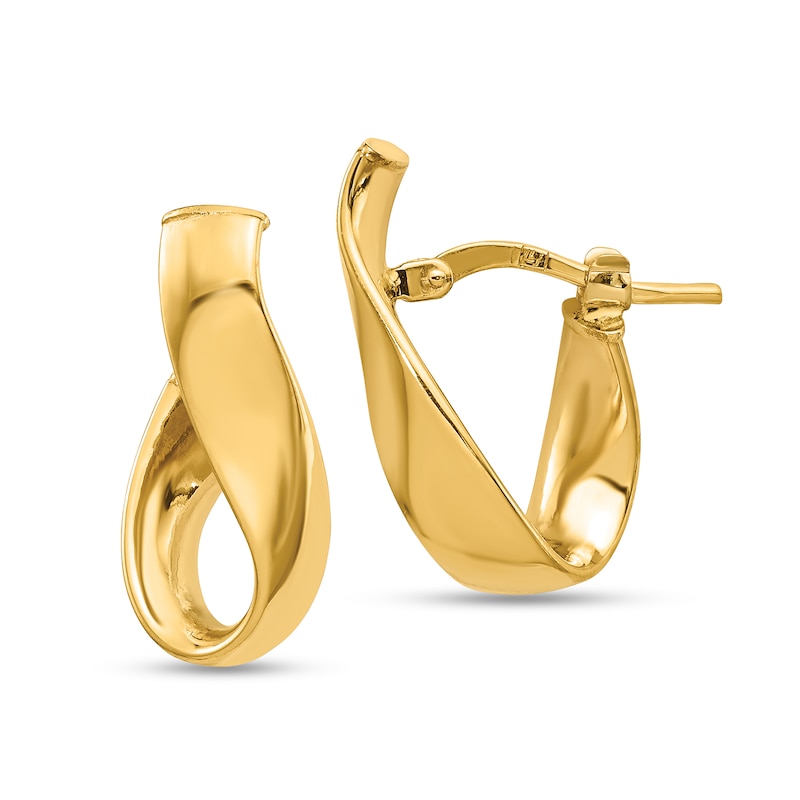Main Image 1 of 20.0mm Ribbon Twist Hoop Earrings in Hollow 14K Gold
