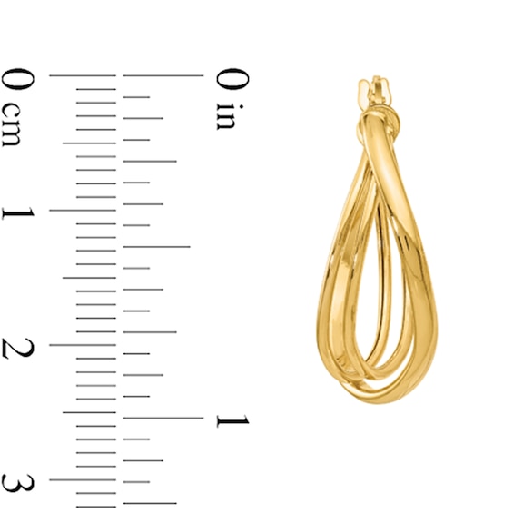 21.0mm Double Oval Twist Hoop Earrings in Hollow 14K Gold