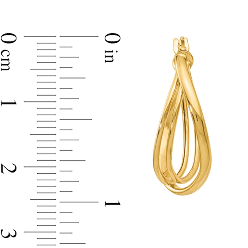Main Image 2 of 21.0mm Double Oval Twist Hoop Earrings in Hollow 14K Gold