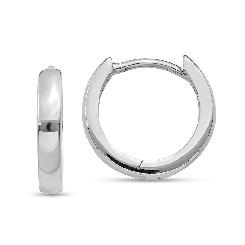 Main Image 1 of 11.0mm Huggie Hoop Earrings in Solid 14K White Gold