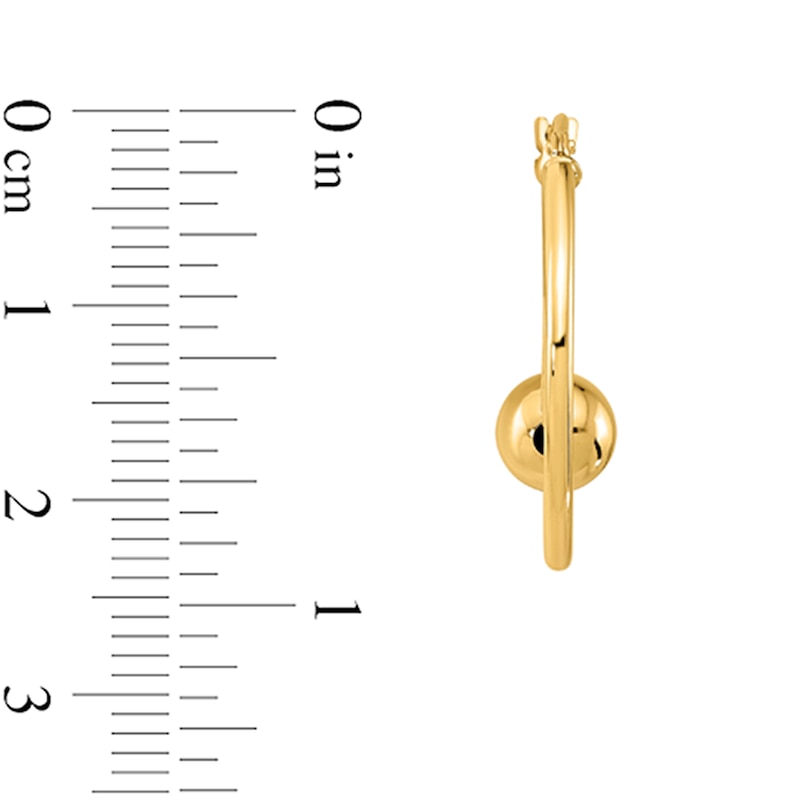 Main Image 2 of 22.8mm Diamond-Cut Double Hoop with Ball Earrings in Hollow 14K Gold