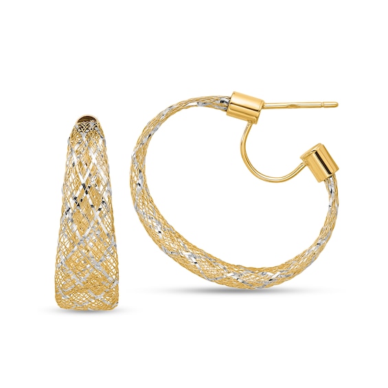 26.5mm Tapered Mesh Hoop Earrings in Hollow 14K Gold
