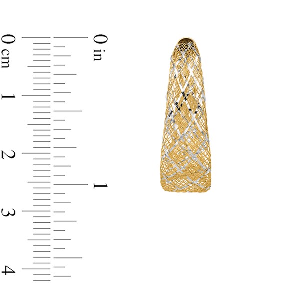 26.5mm Tapered Mesh Hoop Earrings in Hollow 14K Gold
