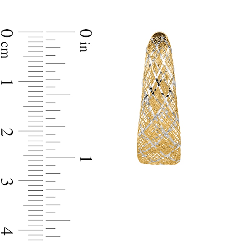 Main Image 2 of 26.5mm Tapered Mesh Hoop Earrings in Hollow 14K Gold