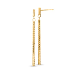 Diamond-Cut Linear Bar Drop Earrings in Hollow 14K Gold