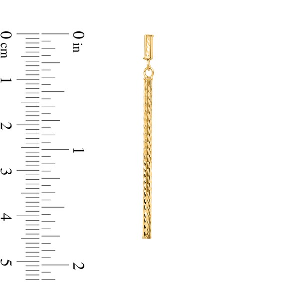 Diamond-Cut Linear Bar Drop Earrings in Hollow 14K Gold