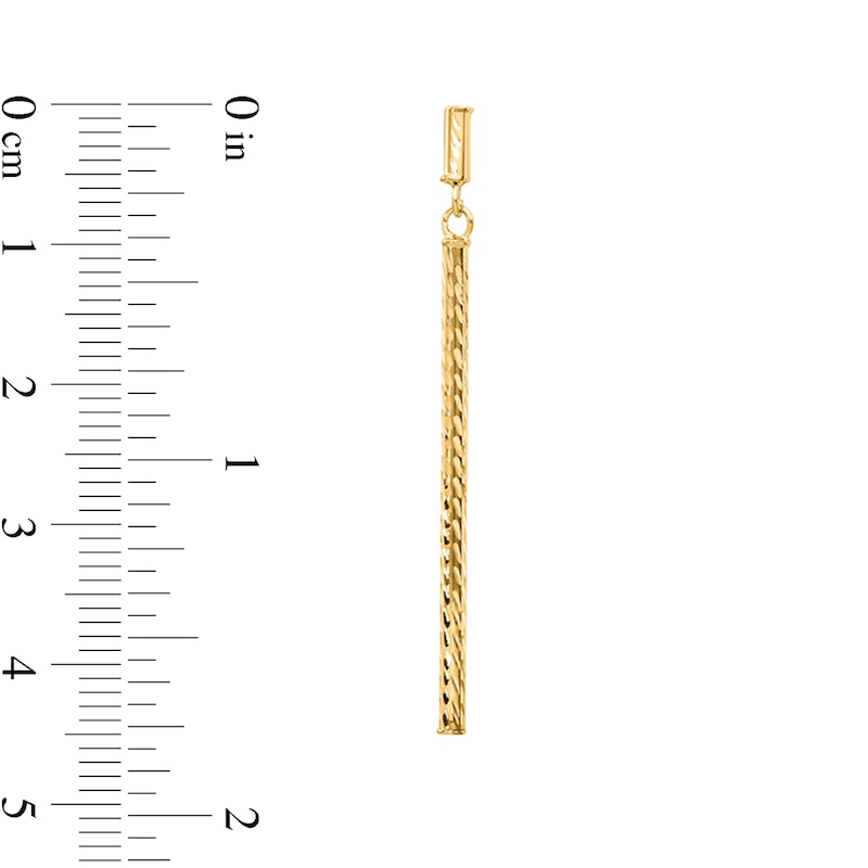 Main Image 2 of Diamond-Cut Linear Bar Drop Earrings in Hollow 14K Gold
