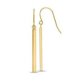 Linear Bar Drop Earrings in Hollow 14K Gold