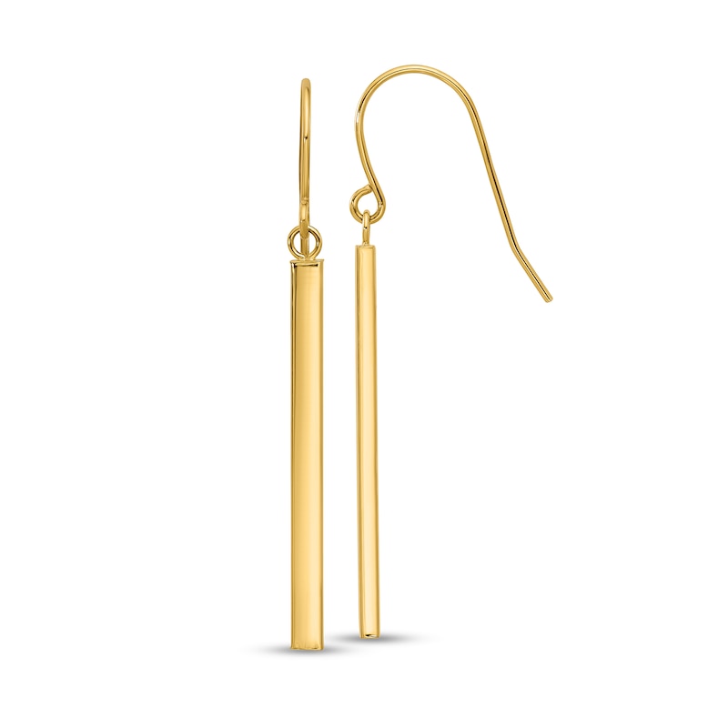Main Image 1 of Linear Bar Drop Earrings in Hollow 14K Gold