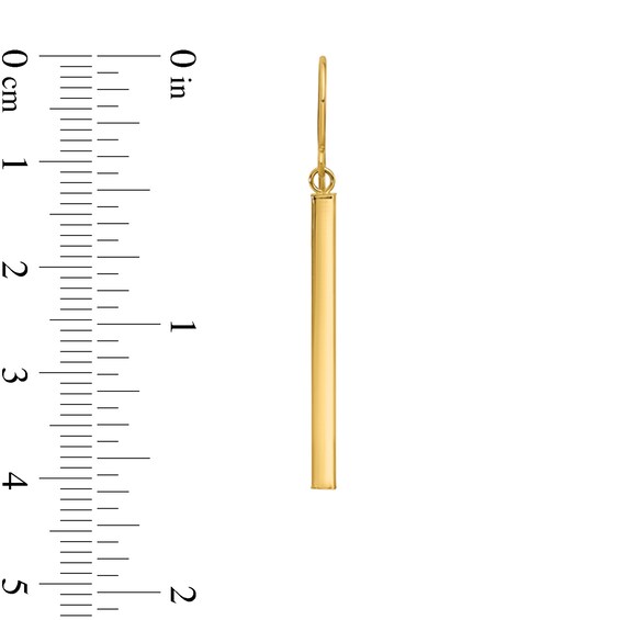 Linear Bar Drop Earrings in Hollow 14K Gold