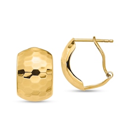 14.7mm Hammered Huggie Hoop Earrings in Hollow 14K Gold