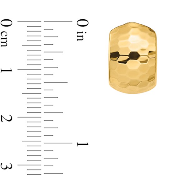 14.7mm Hammered Huggie Hoop Earrings in Hollow 14K Gold
