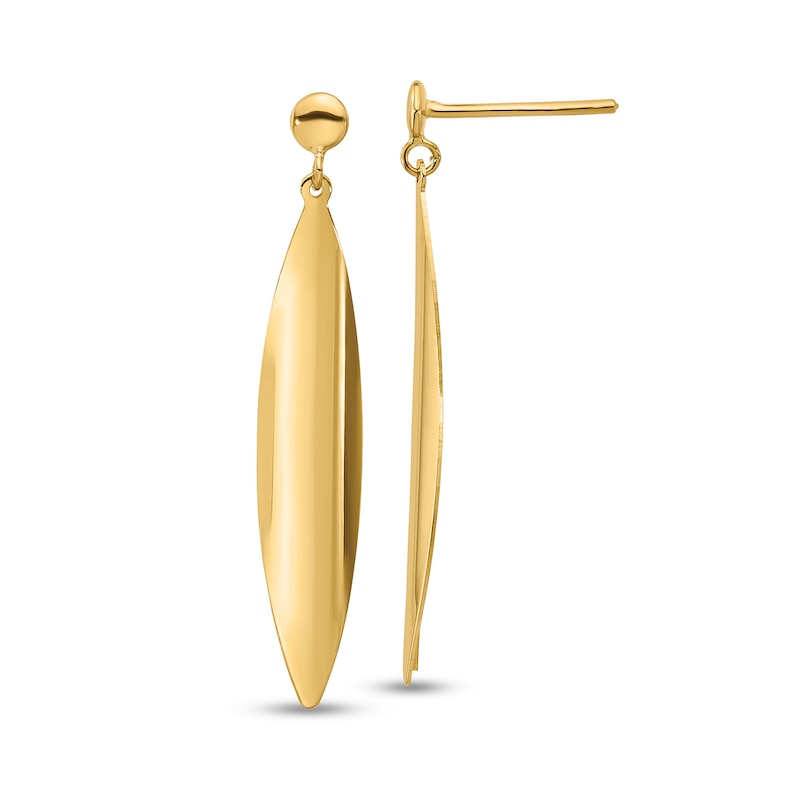 Main Image 1 of Marquise Dangle Drop Earrings in Hollow 14K Gold